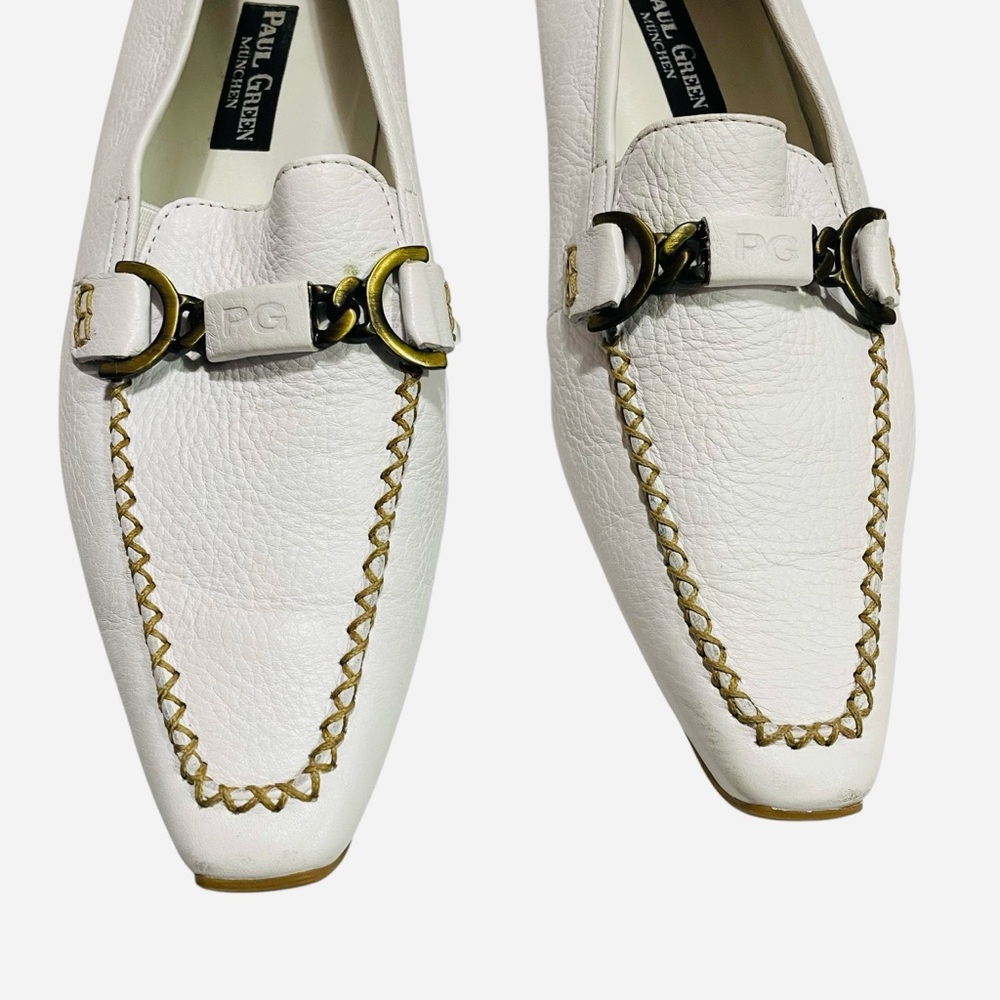 Paul Green Woman’s White Leather Slip On Moccasin Loafer Shoes Size US 9/UK 6.5